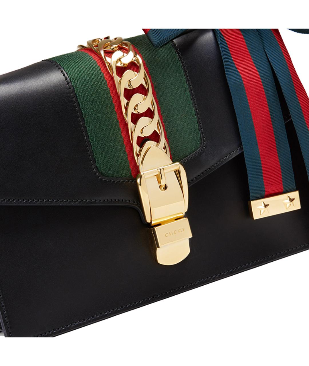 GUCCI Черная кожаная сумка через плечо, фото 7