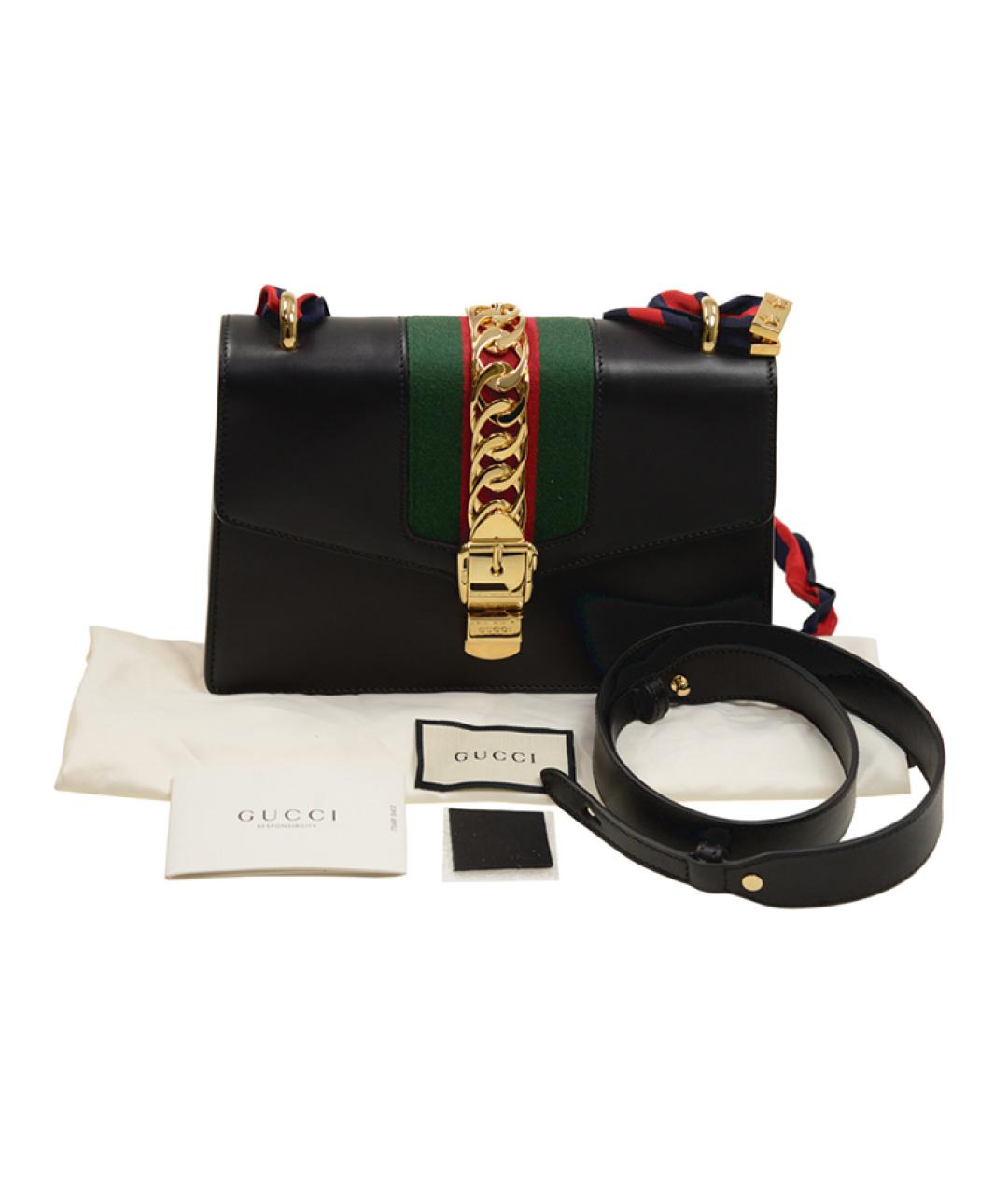 GUCCI Черная кожаная сумка через плечо, фото 6