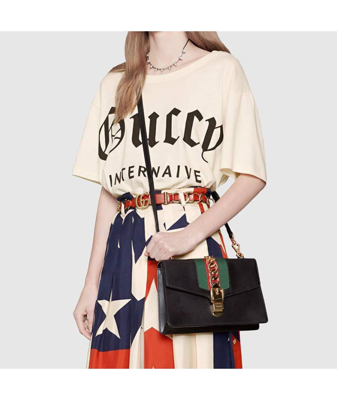 GUCCI Черная кожаная сумка через плечо, фото 8