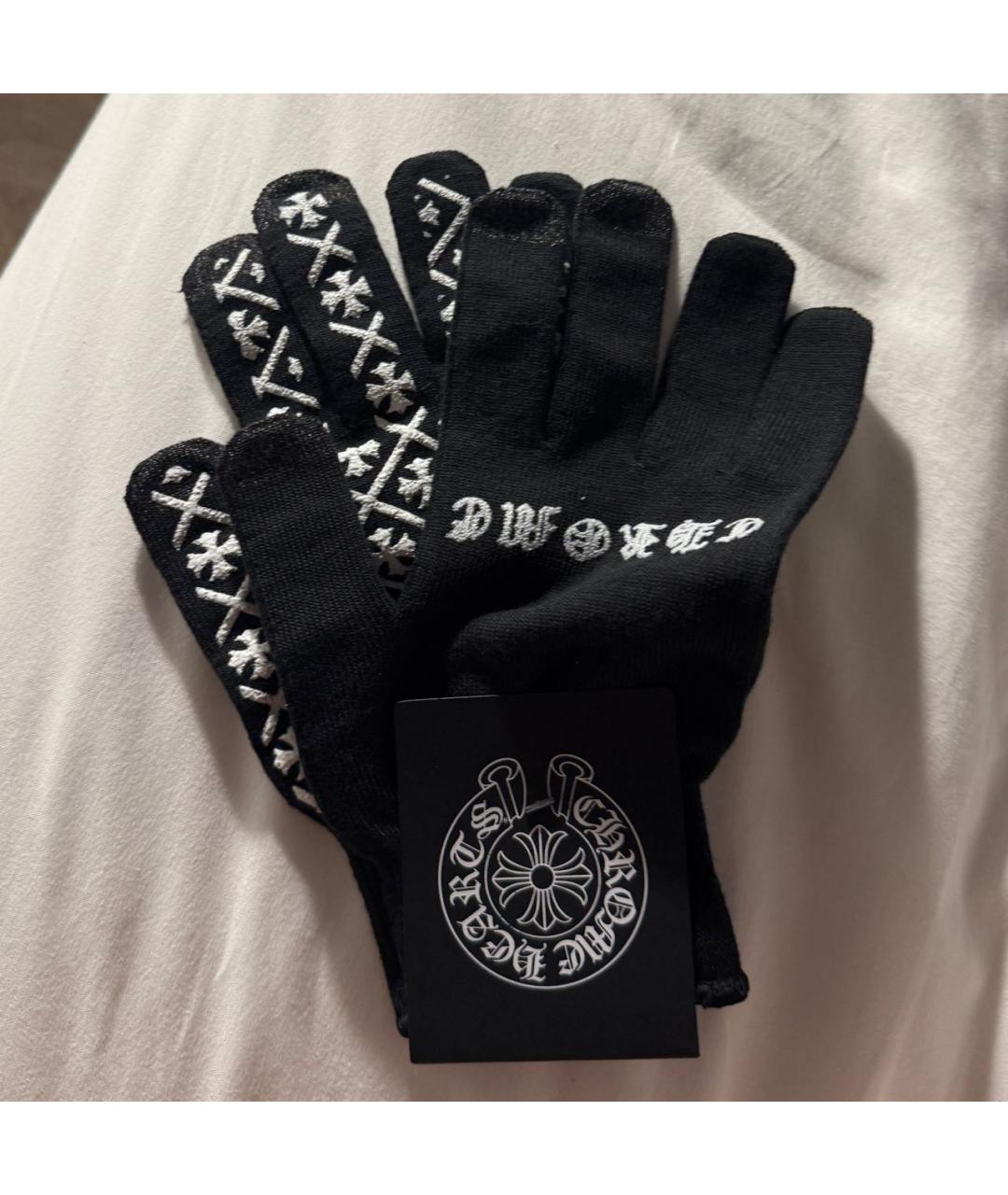 CHROME HEARTS Черные перчатки, фото 3
