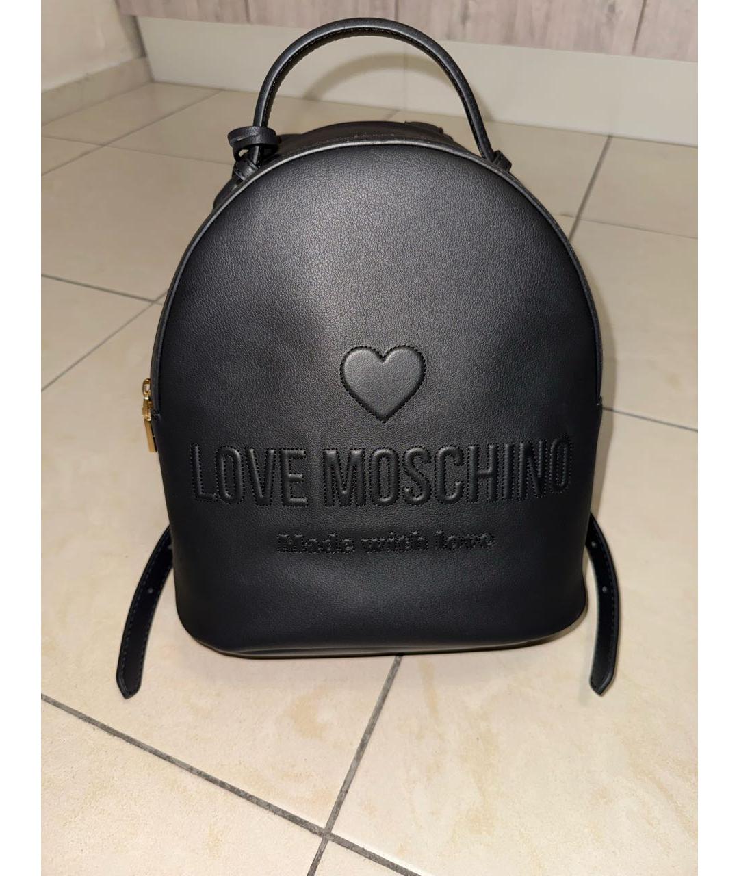 LOVE MOSCHINO Черный кожаный рюкзак, фото 6