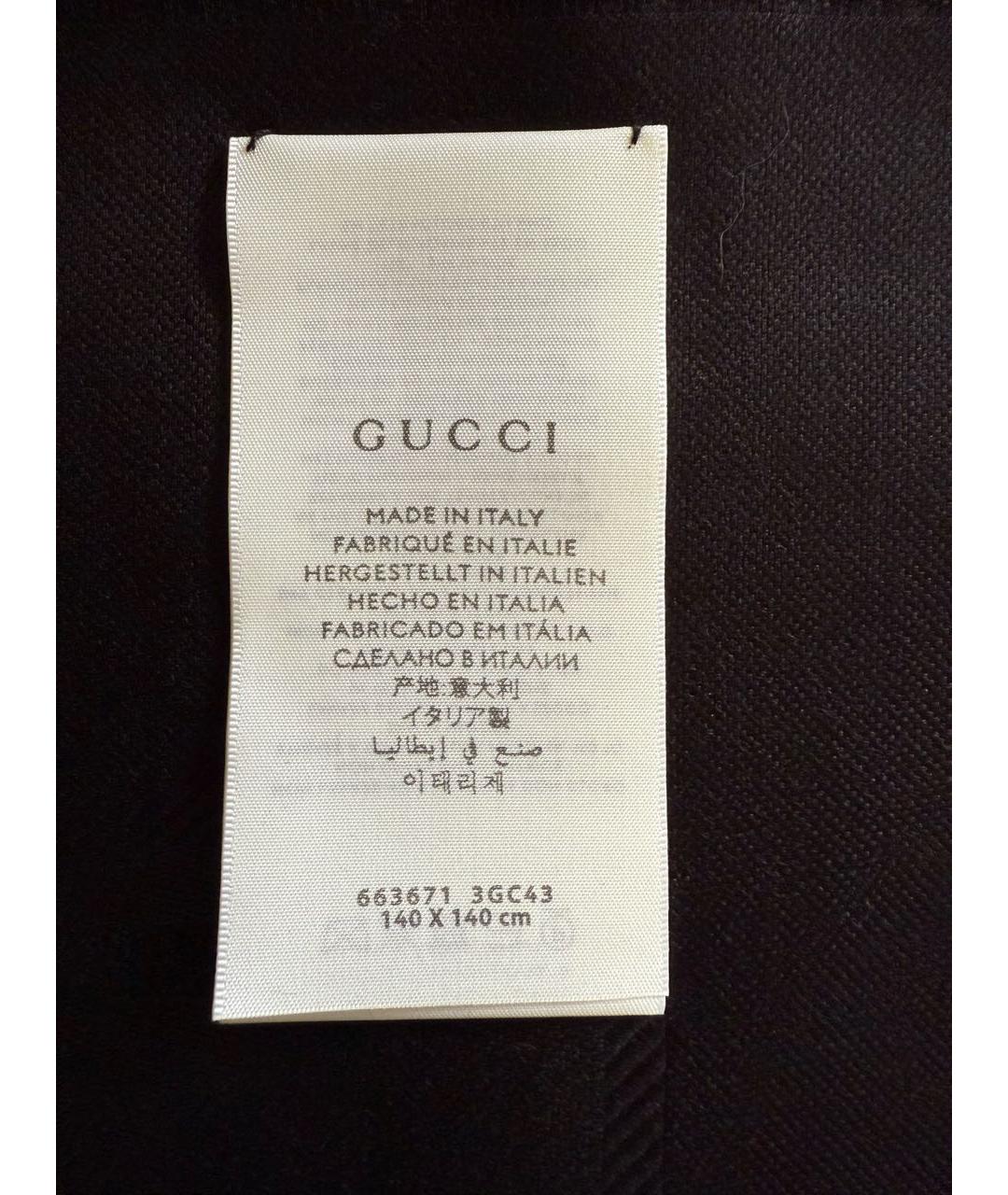 GUCCI Черный шерстяной платок, фото 7
