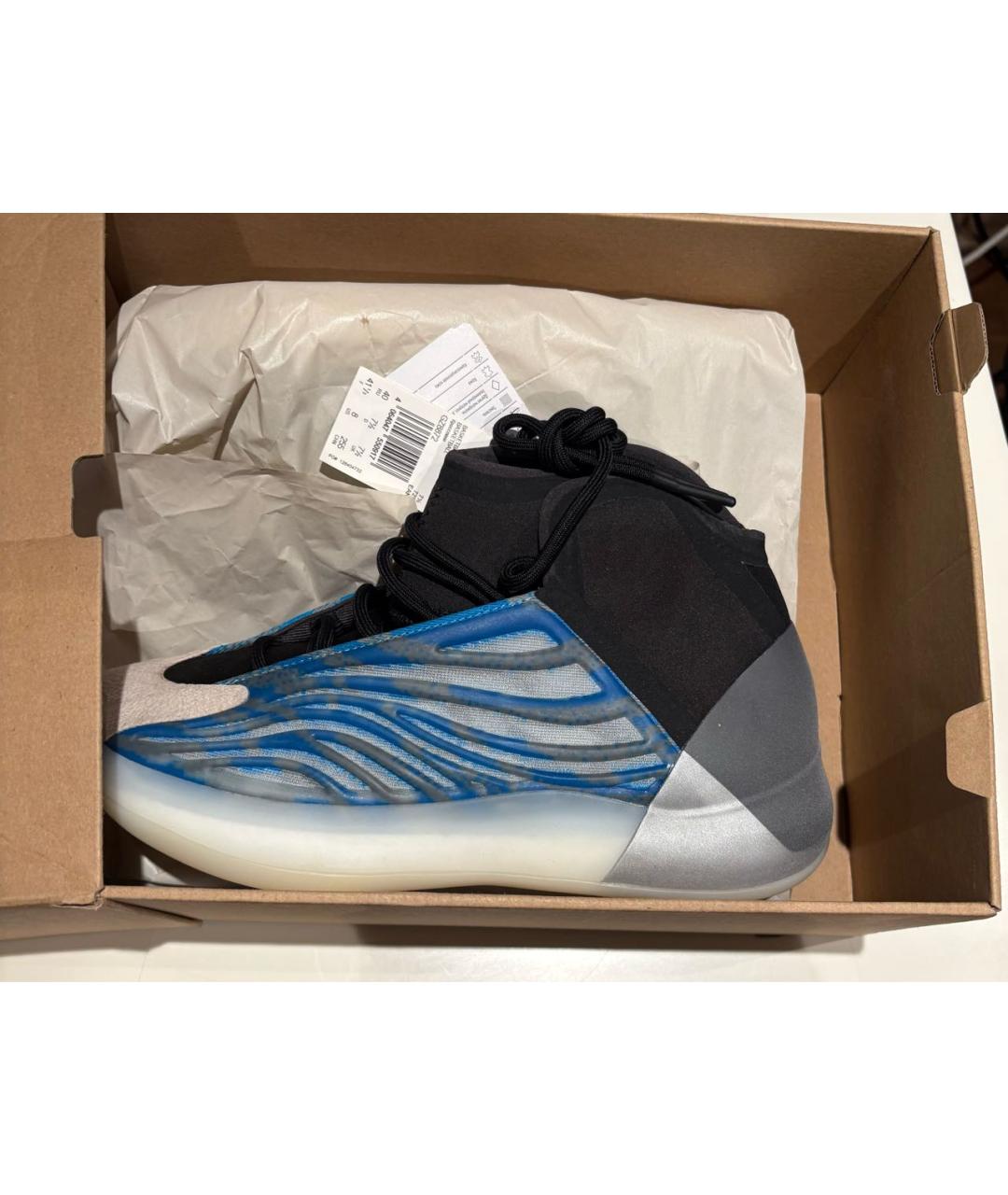 ADIDAS YEEZY Синие текстильные высокие кроссовки / кеды, фото 2