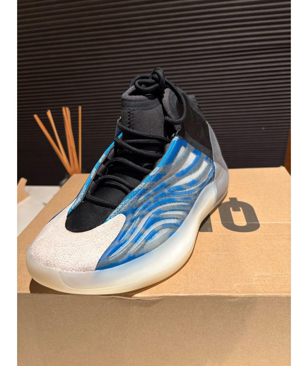 ADIDAS YEEZY Синие текстильные высокие кроссовки / кеды, фото 3