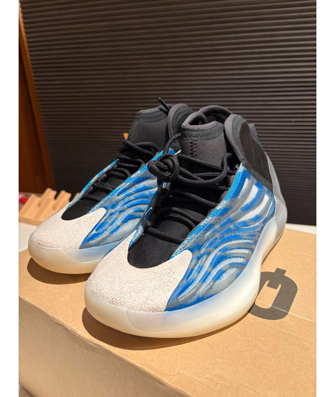 ADIDAS YEEZY Синие текстильные высокие кроссовки / кеды, фото 5