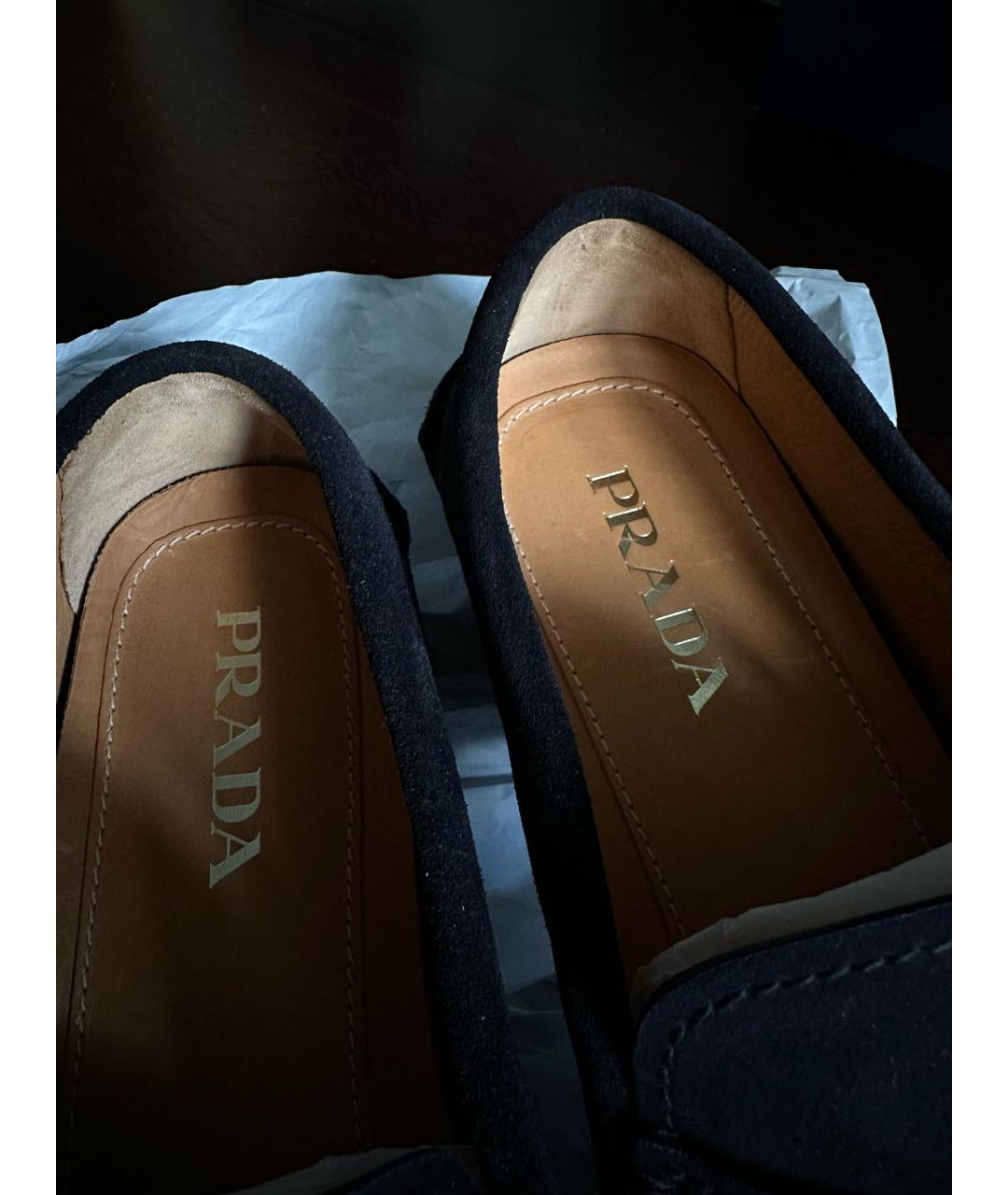 PRADA Темно-синие замшевые мокасины, фото 4