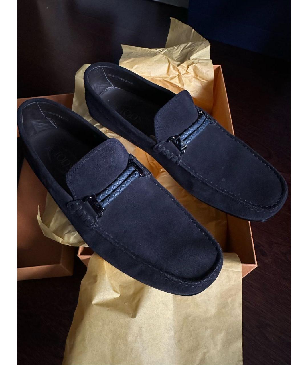 TOD'S Темно-синие замшевые мокасины, фото 3