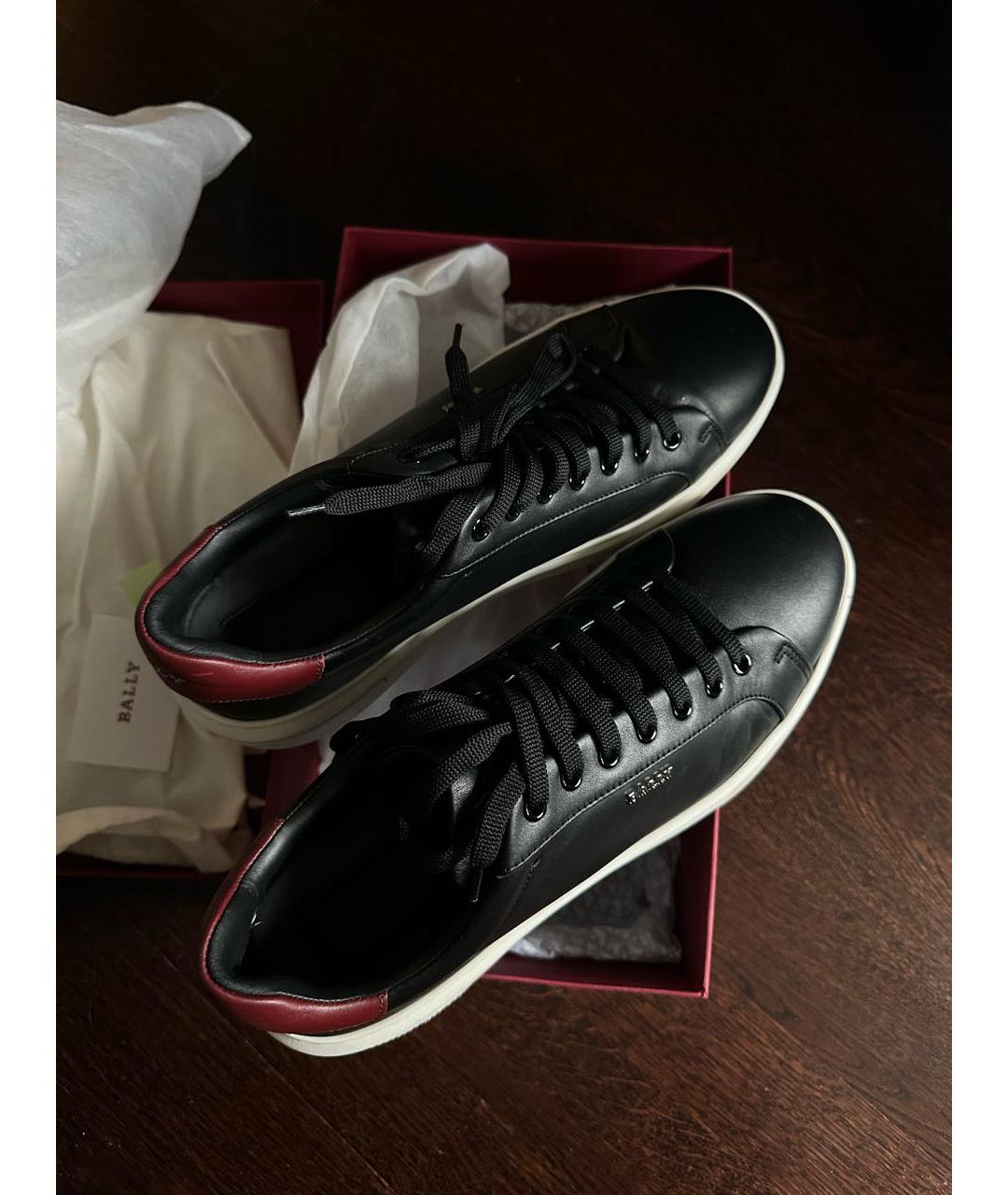 BALLY Черные кожаные низкие кроссовки / кеды, фото 3