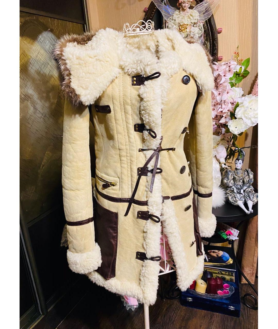GUCCI Бежевая меховая дубленка, фото 9
