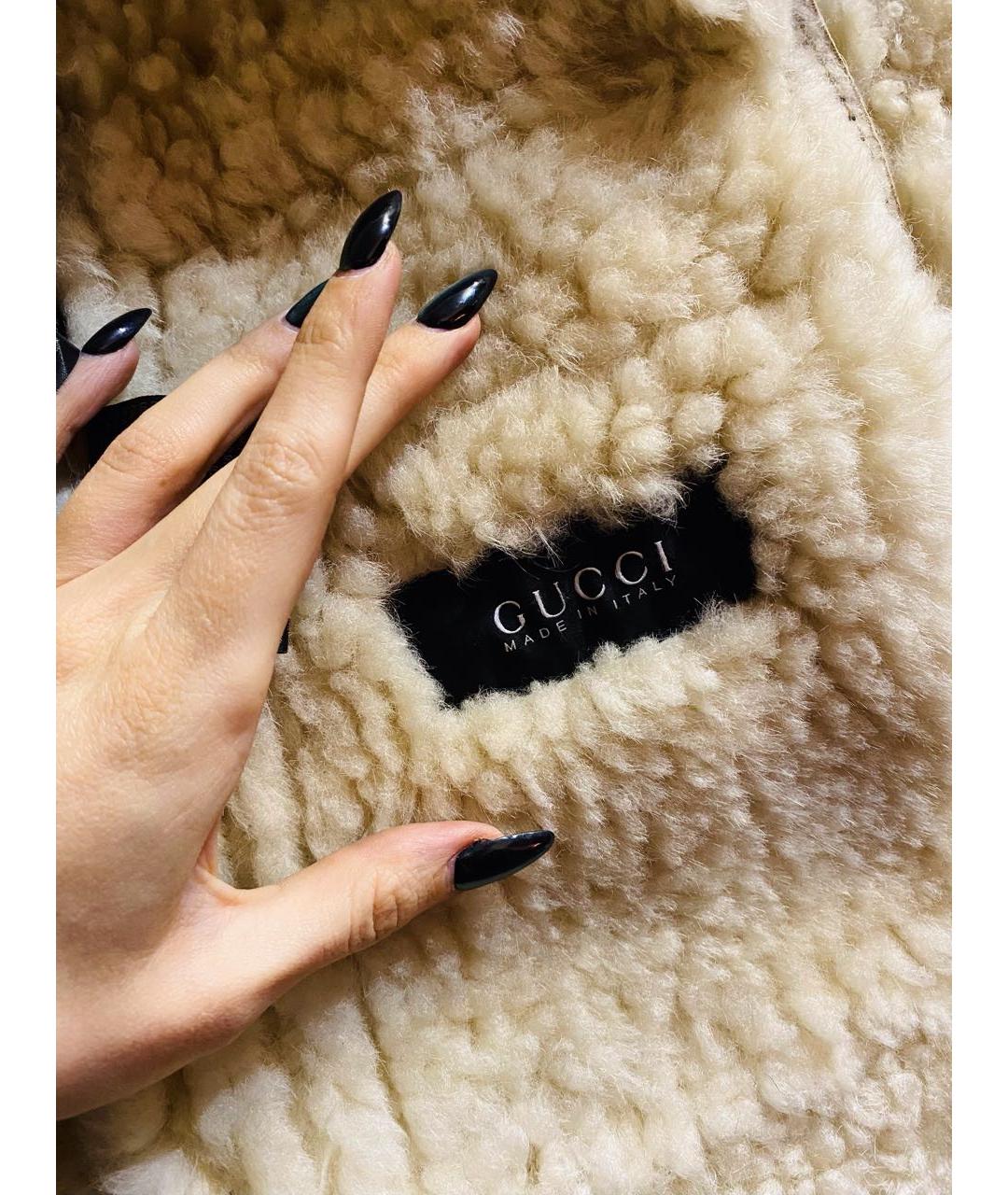 GUCCI Бежевая меховая дубленка, фото 3