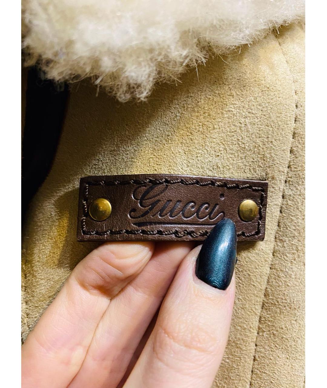 GUCCI Бежевая меховая дубленка, фото 8