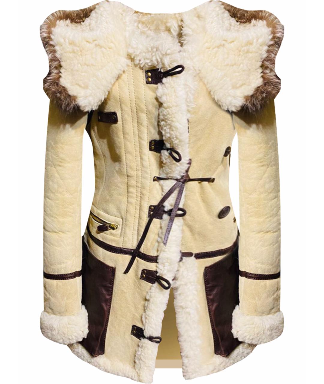 GUCCI Бежевая меховая дубленка, фото 1