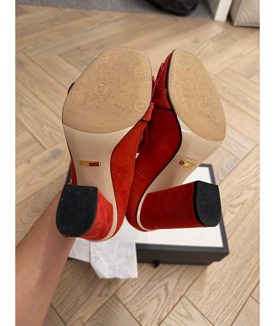 GUCCI Красные кожаные туфли, фото 7