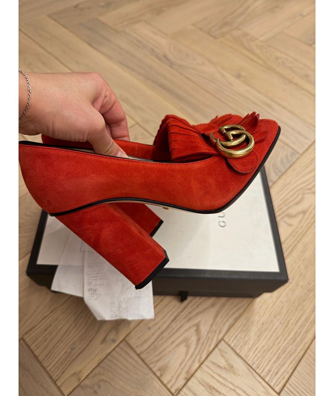 GUCCI Красные кожаные туфли, фото 3