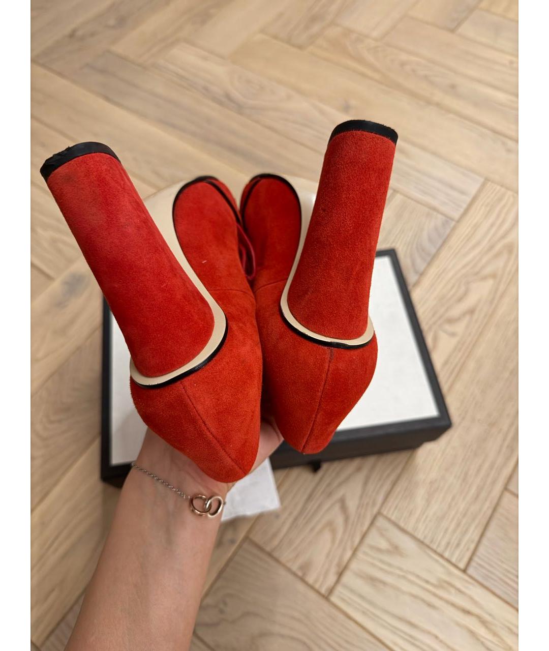 GUCCI Красные кожаные туфли, фото 6