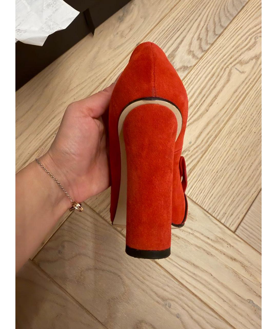 GUCCI Красные кожаные туфли, фото 4