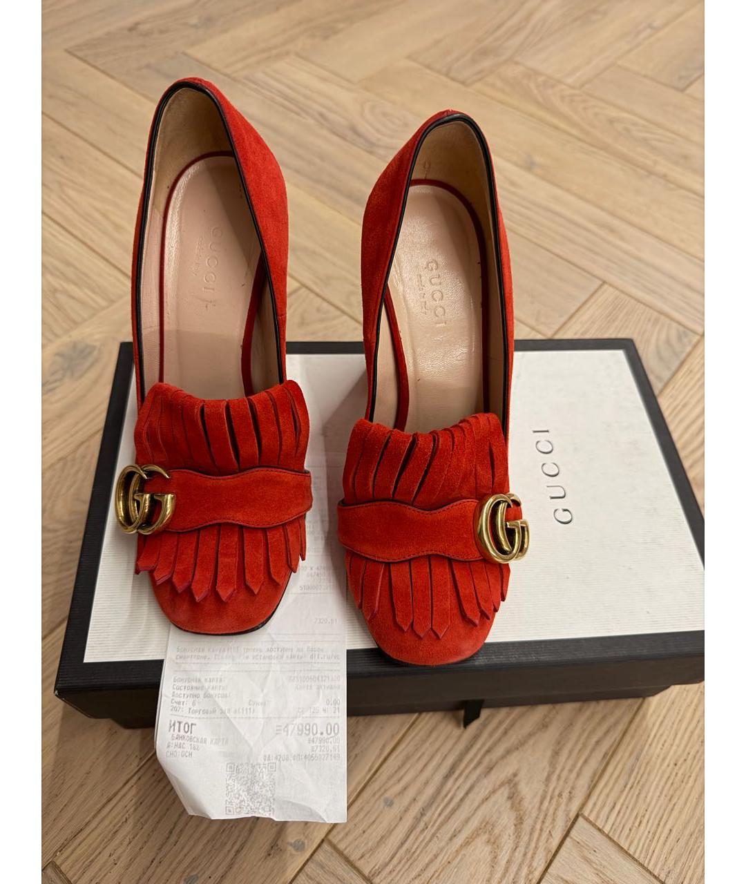 GUCCI Красные кожаные туфли, фото 2