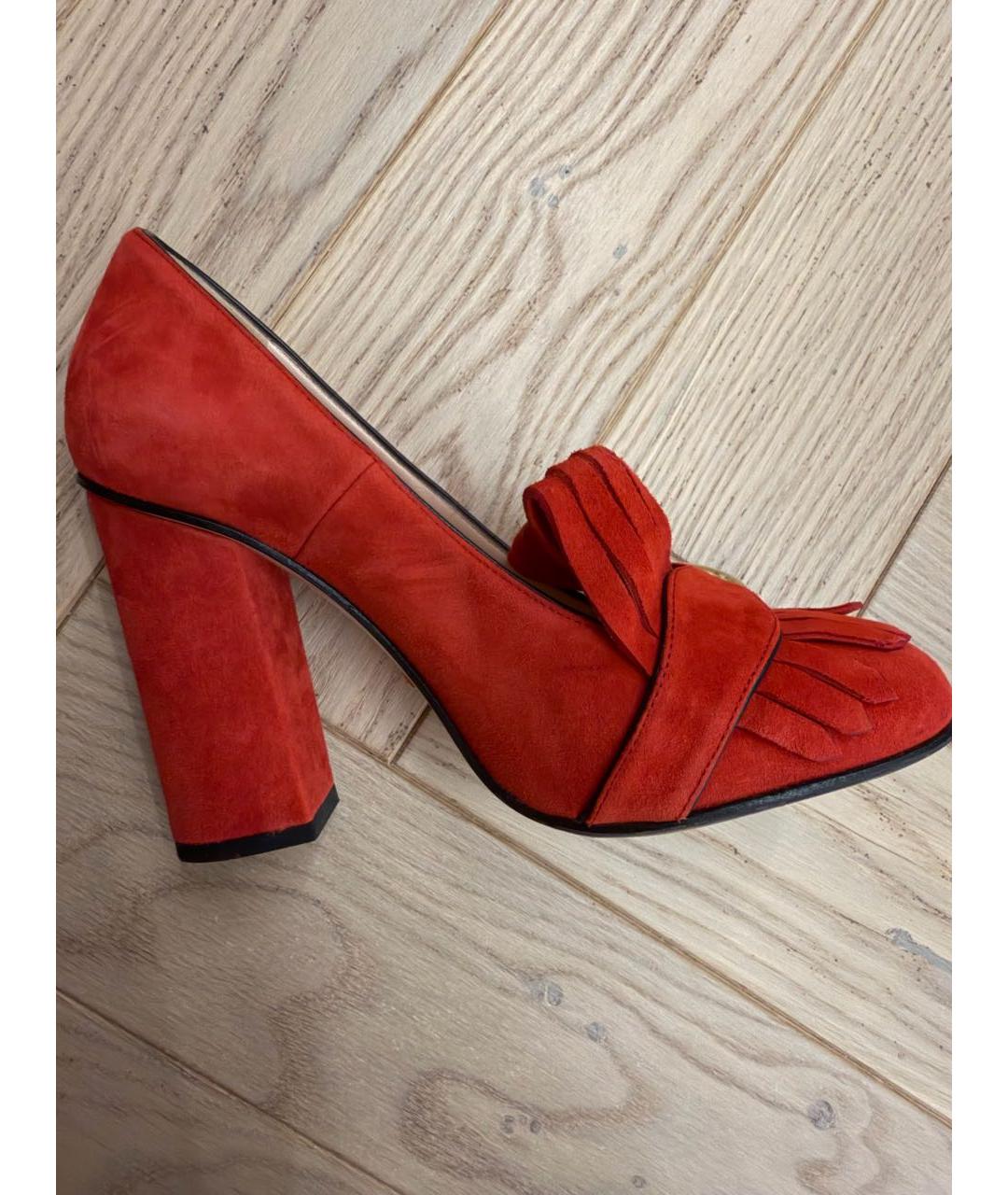 GUCCI Красные кожаные туфли, фото 5