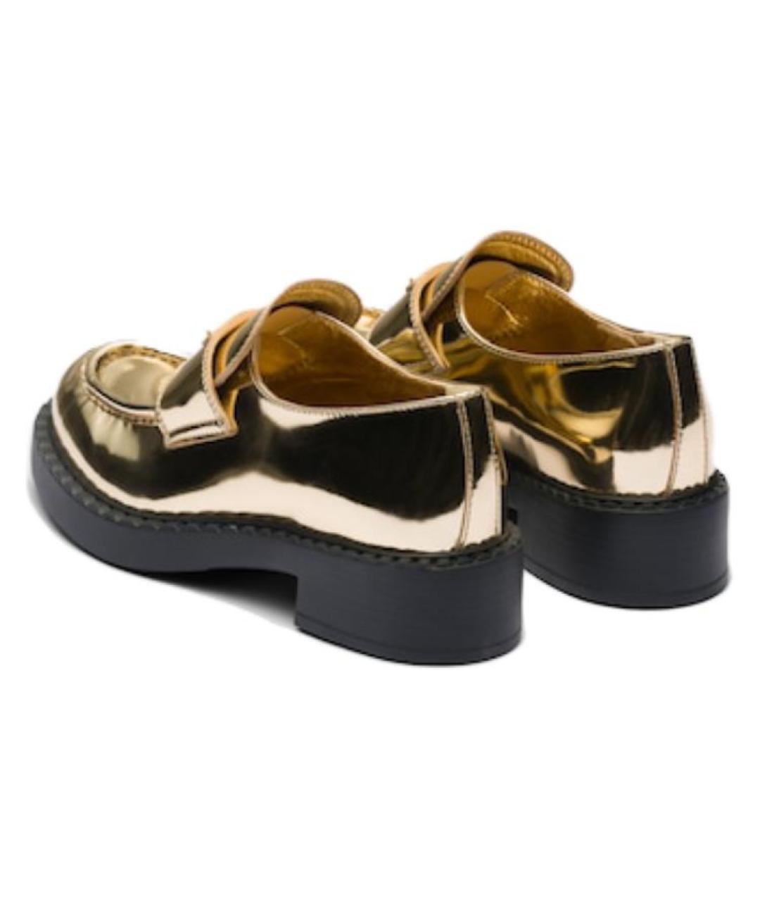 PRADA Золотые кожаные лоферы, фото 5