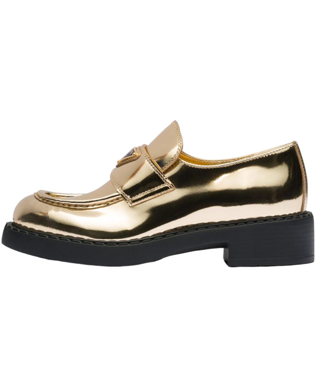 PRADA Золотые кожаные лоферы, фото 2