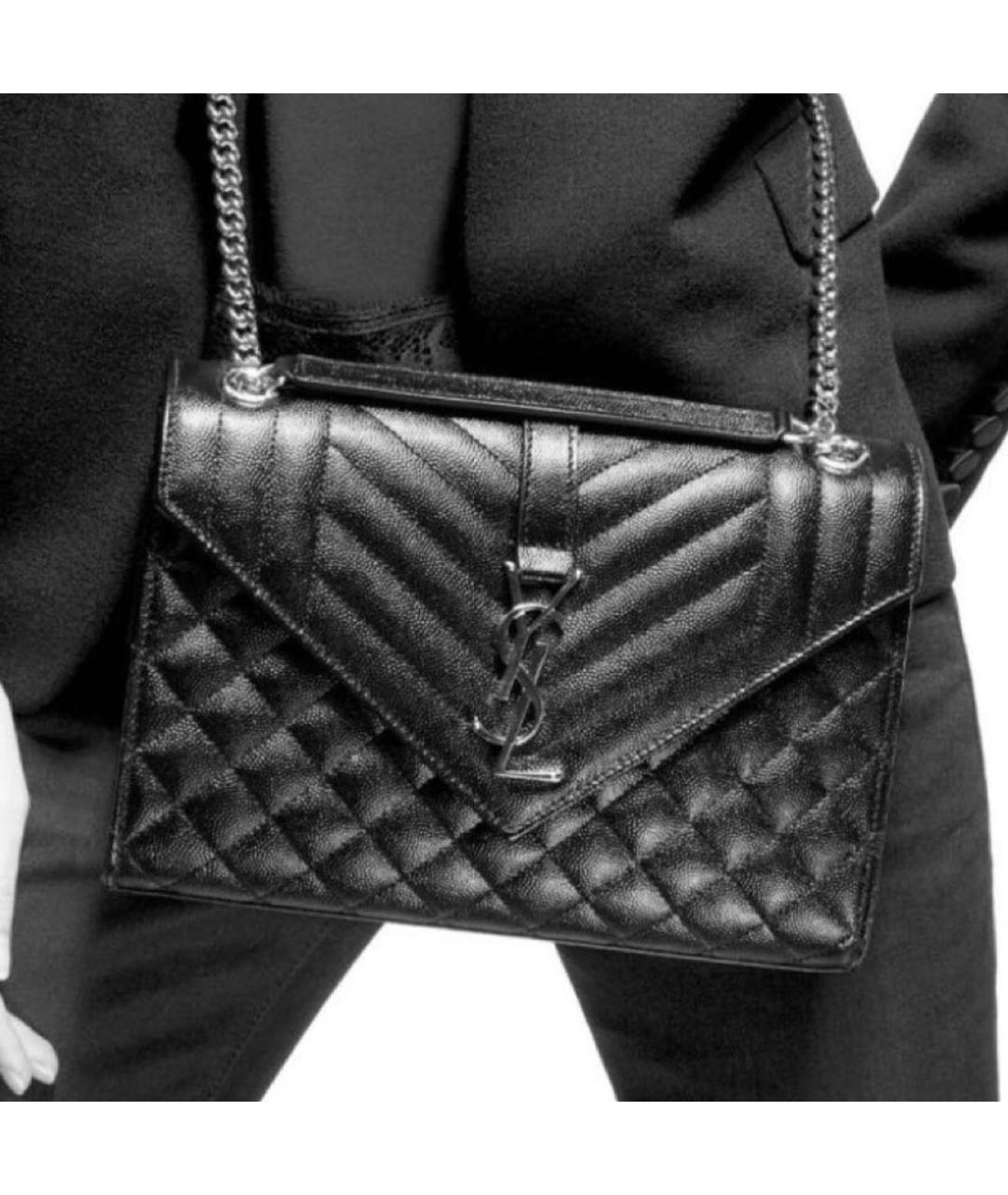 SAINT LAURENT Черная кожаная сумка через плечо, фото 6