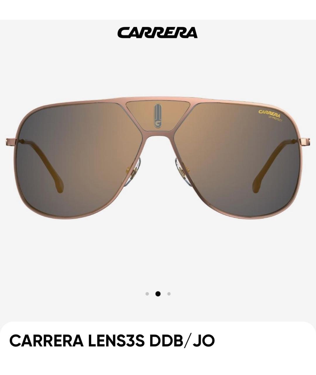 CARRERA Y CARRERA Золотые металлические солнцезащитные очки, фото 2
