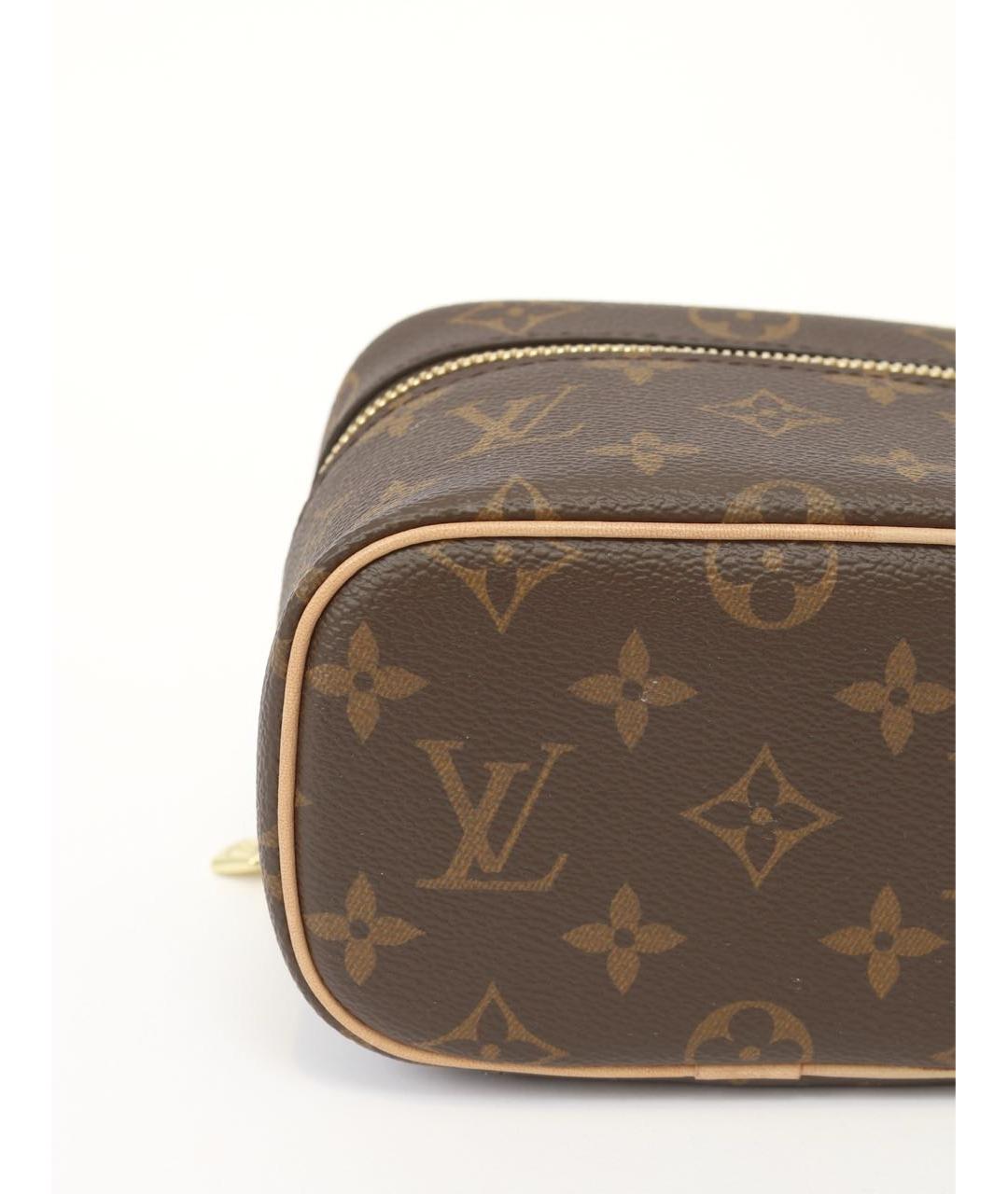 LOUIS VUITTON Коричневая кожаная косметичка, фото 8
