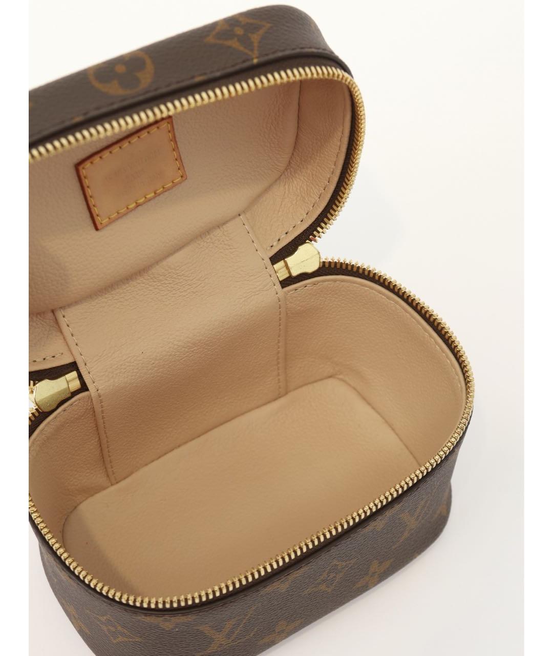 LOUIS VUITTON Коричневая кожаная косметичка, фото 3