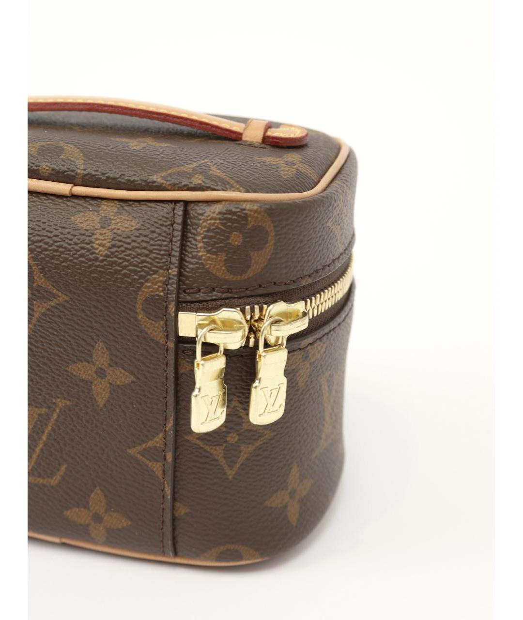 LOUIS VUITTON Коричневая кожаная косметичка, фото 5