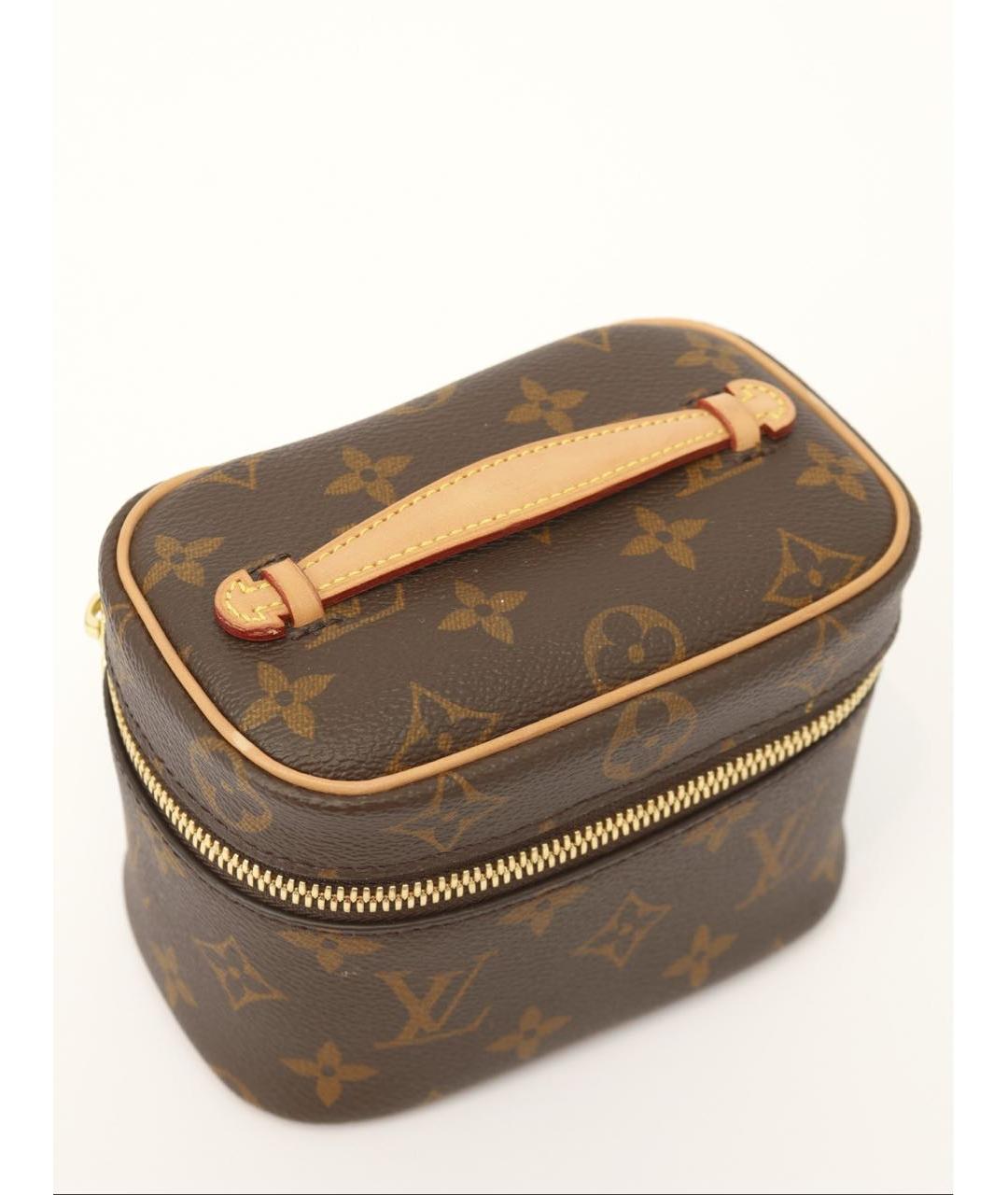 LOUIS VUITTON Коричневая кожаная косметичка, фото 4