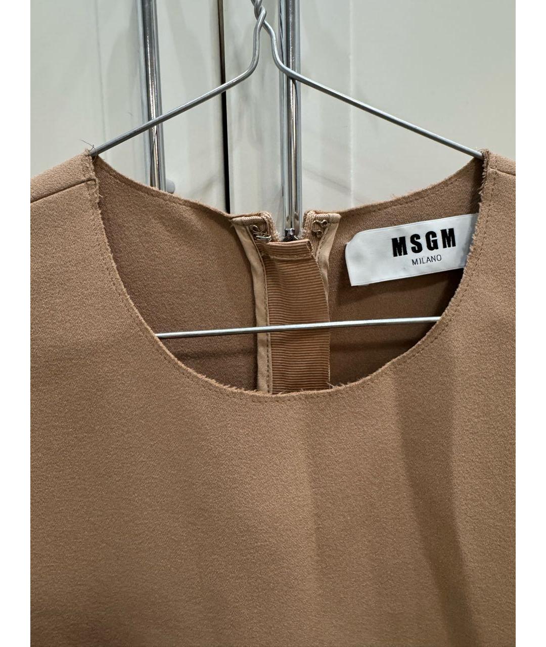 MSGM Бежевое полиэстеровое коктейльное платье, фото 3