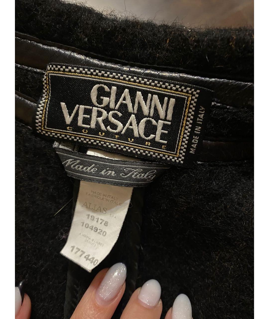 VERSACE Черное шерстяное пальто, фото 3