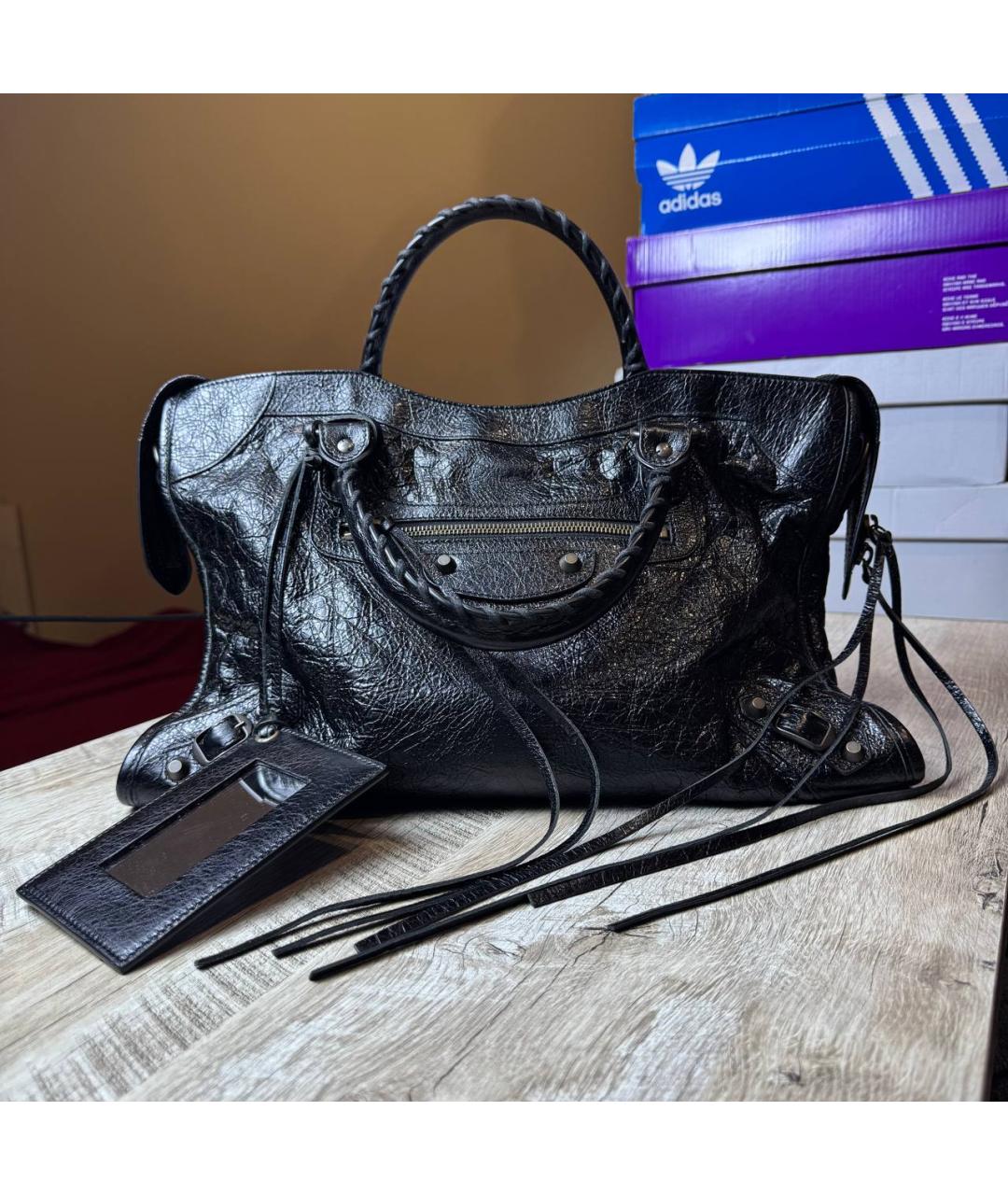 BALENCIAGA Черная кожаная сумка с короткими ручками, фото 10