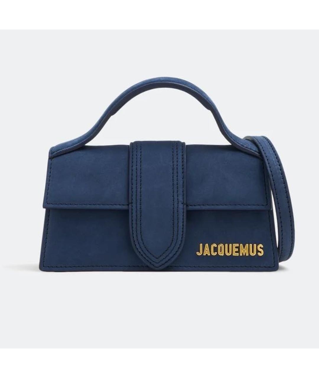JACQUEMUS Темно-синяя замшевая сумка с короткими ручками, фото 6