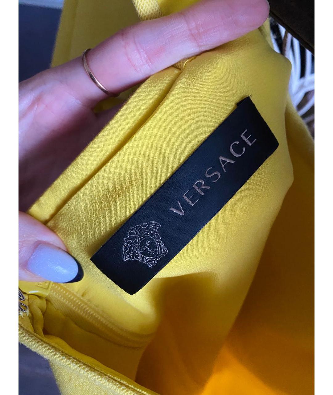 VERSACE Желтое шерстяное вечернее платье, фото 3