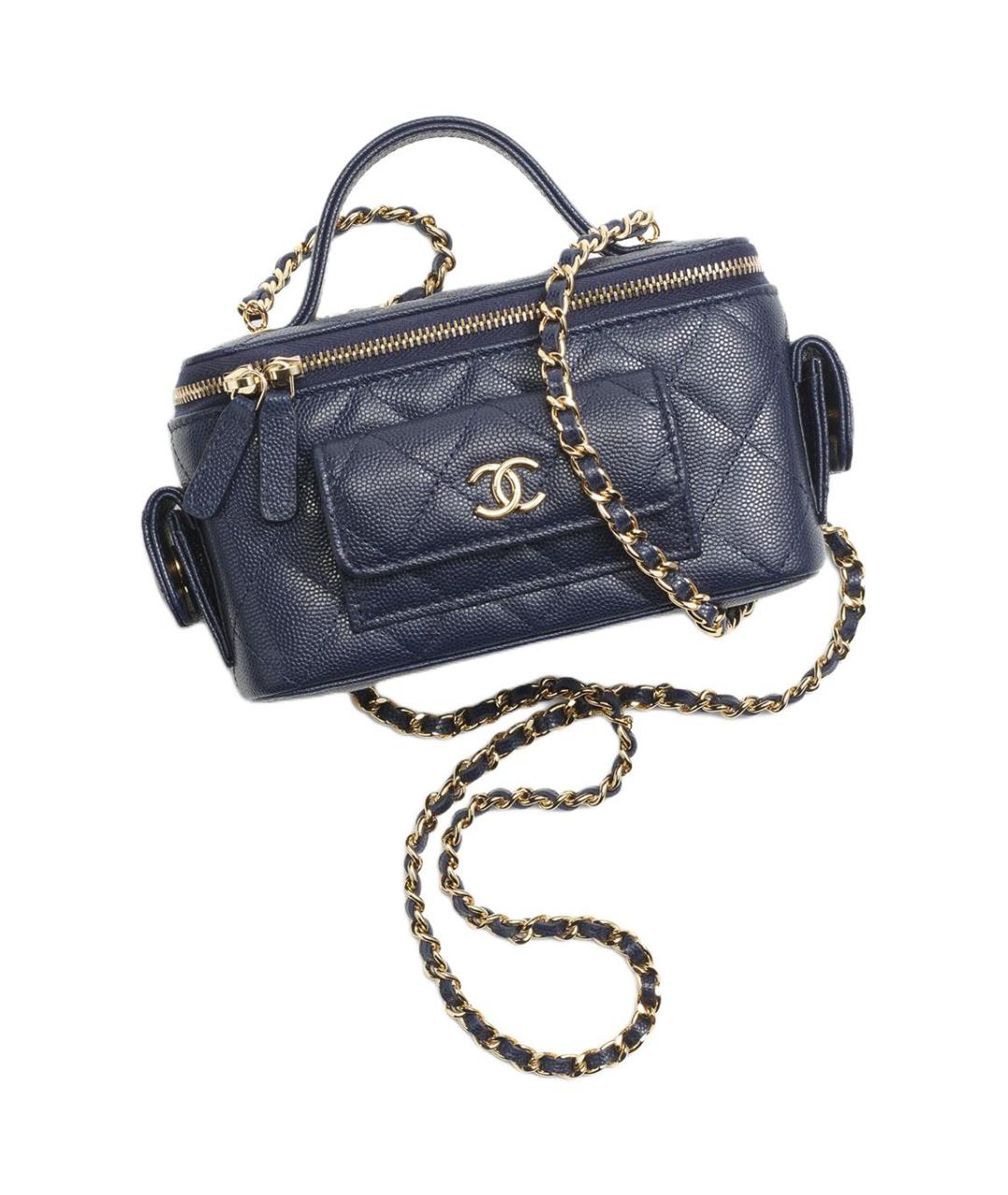 CHANEL Темно-синяя кожаная сумка через плечо, фото 2