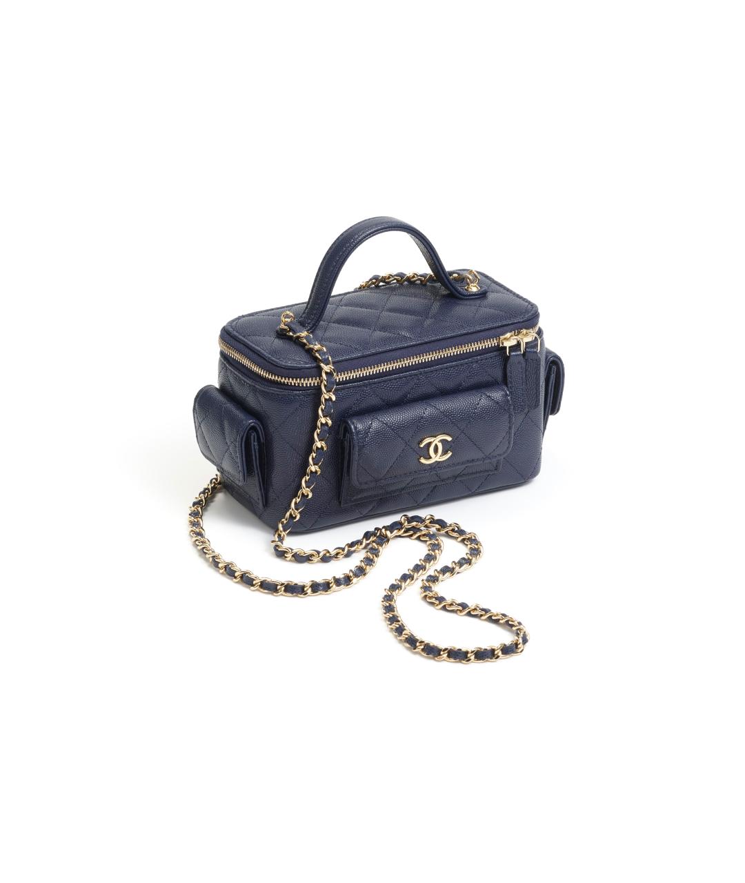 CHANEL Темно-синяя кожаная сумка через плечо, фото 6