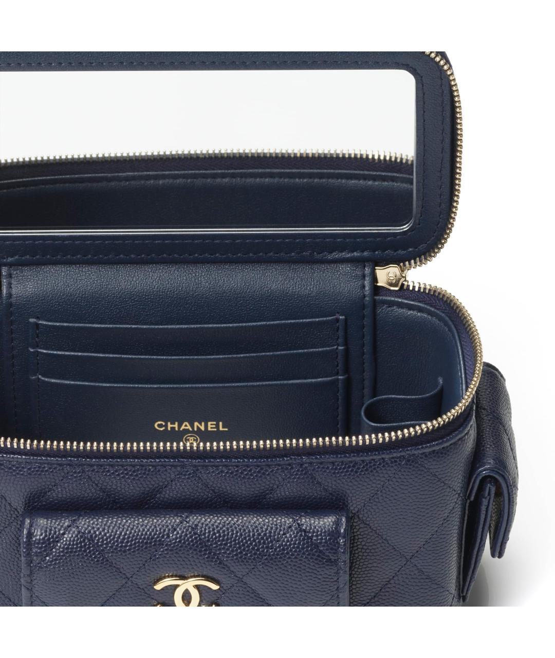 CHANEL Темно-синяя кожаная сумка через плечо, фото 4