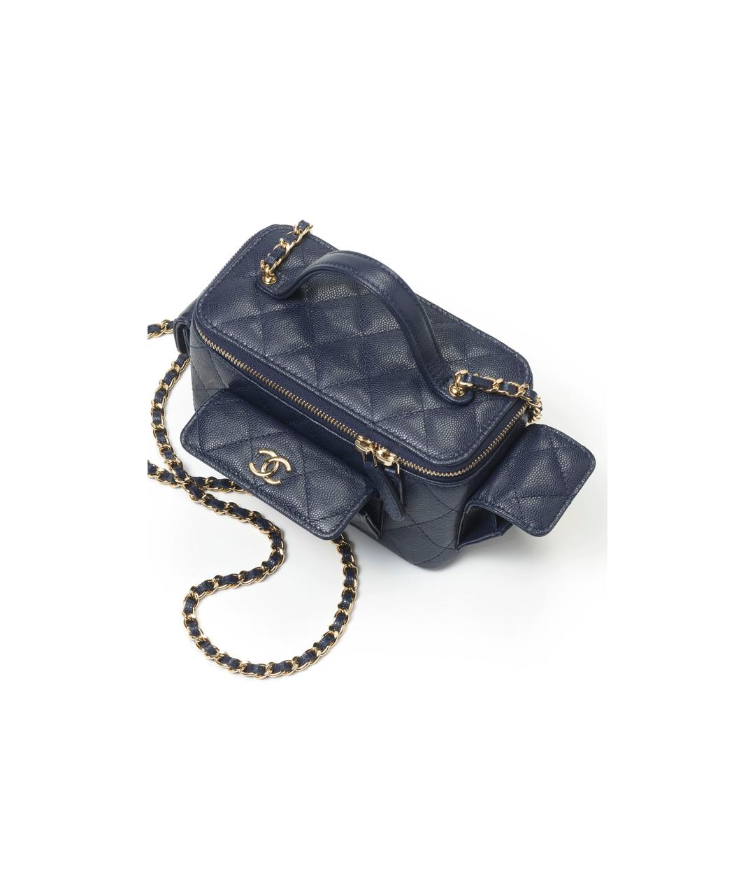 CHANEL Темно-синяя кожаная сумка через плечо, фото 3