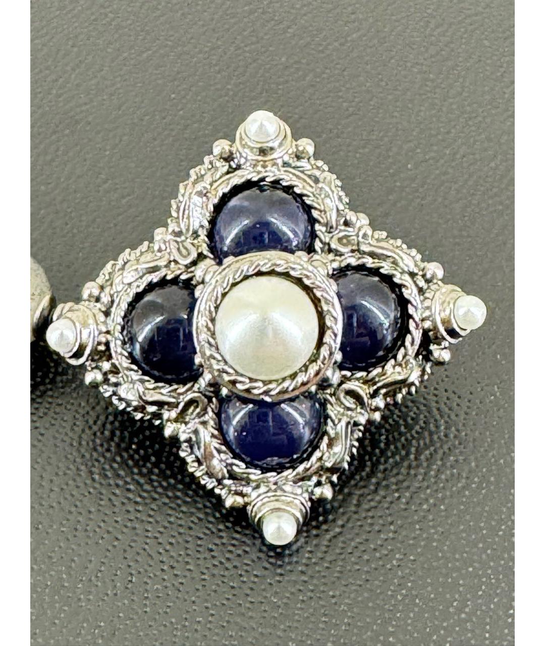 CHANEL Синие металлические серьги, фото 4
