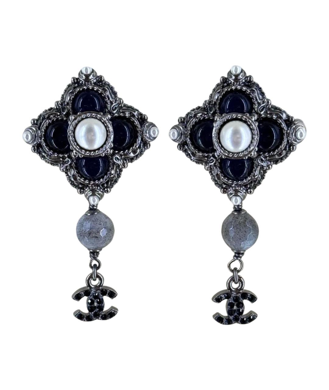 CHANEL Синие металлические серьги, фото 1