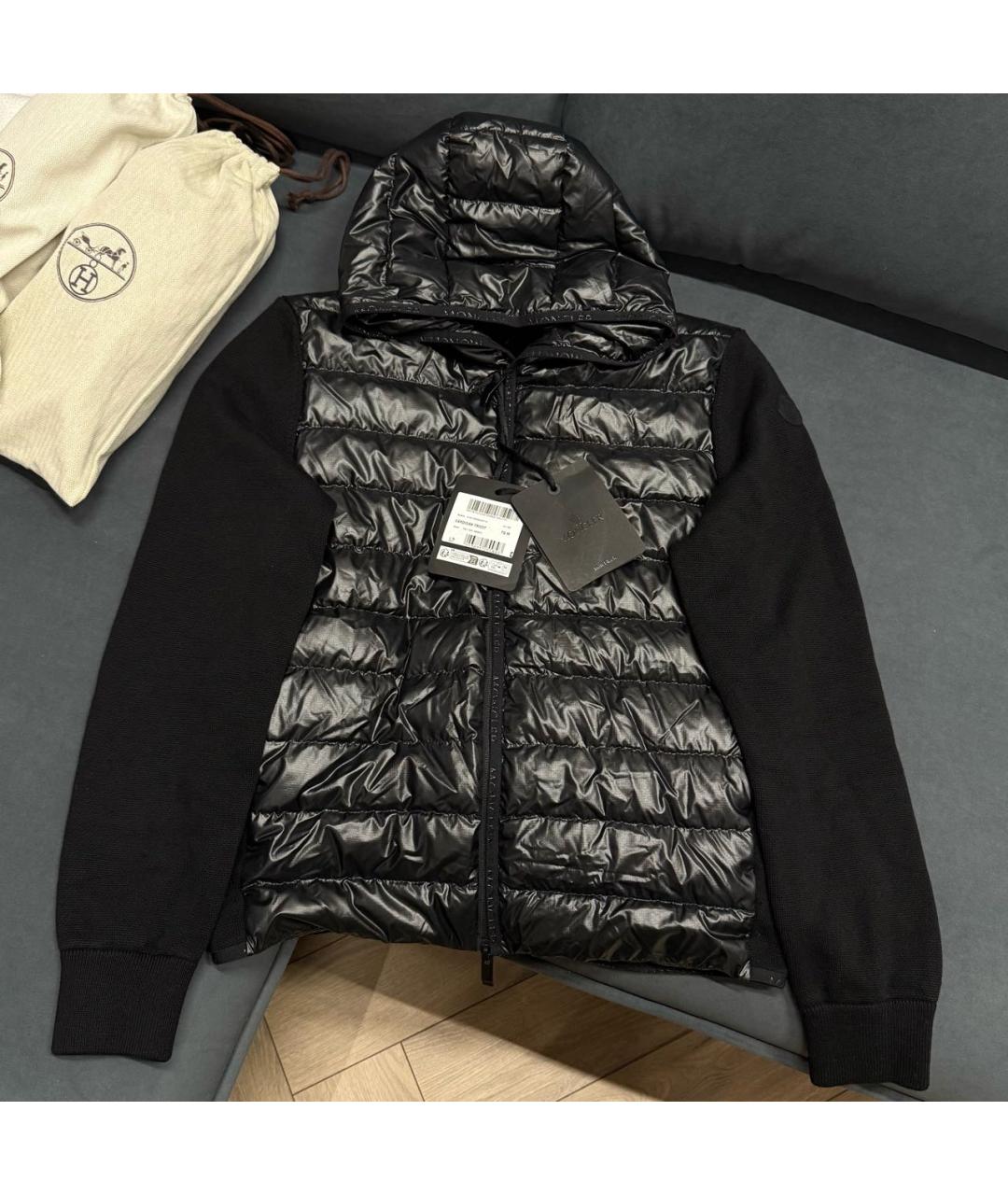MONCLER Черный хлопковый кардиган, фото 2