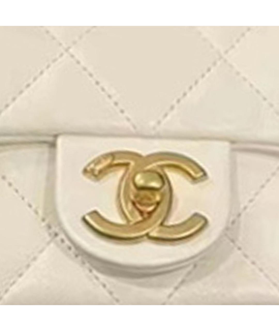 CHANEL Белая кожаная сумка через плечо, фото 2