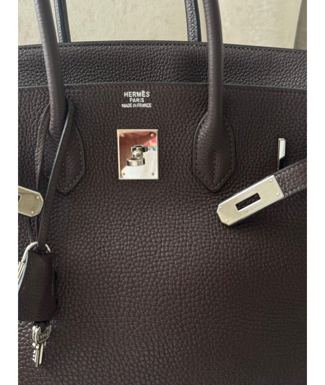 HERMES Коричневая кожаная сумка с короткими ручками, фото 8
