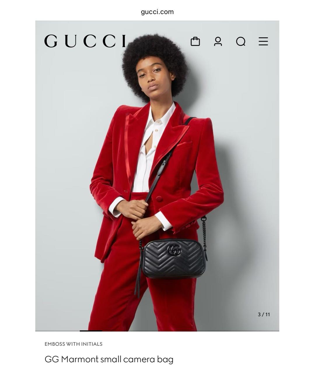 GUCCI Черная кожаная сумка через плечо, фото 5