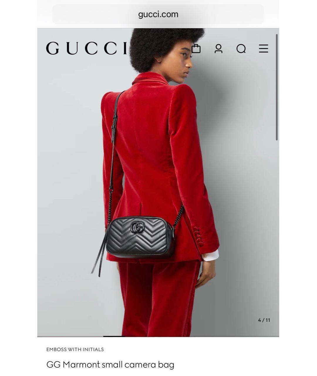 GUCCI Черная кожаная сумка через плечо, фото 6