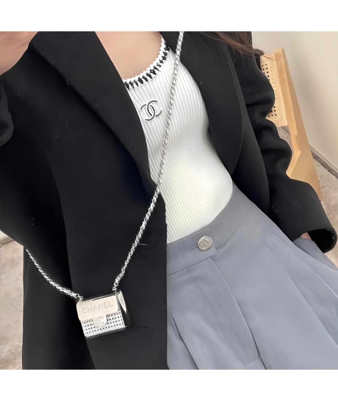 CHANEL Серебряная сумка через плечо, фото 5