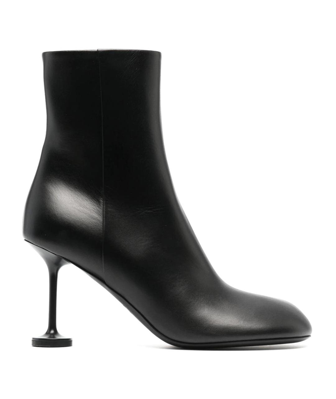 BALENCIAGA Черные кожаные ботильоны, фото 1