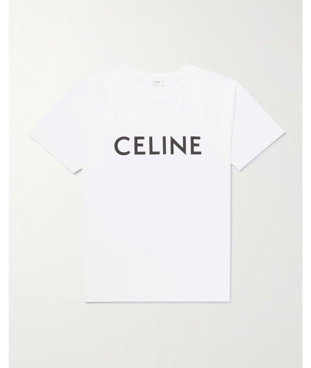 CELINE Белая хлопковая футболка, фото 6