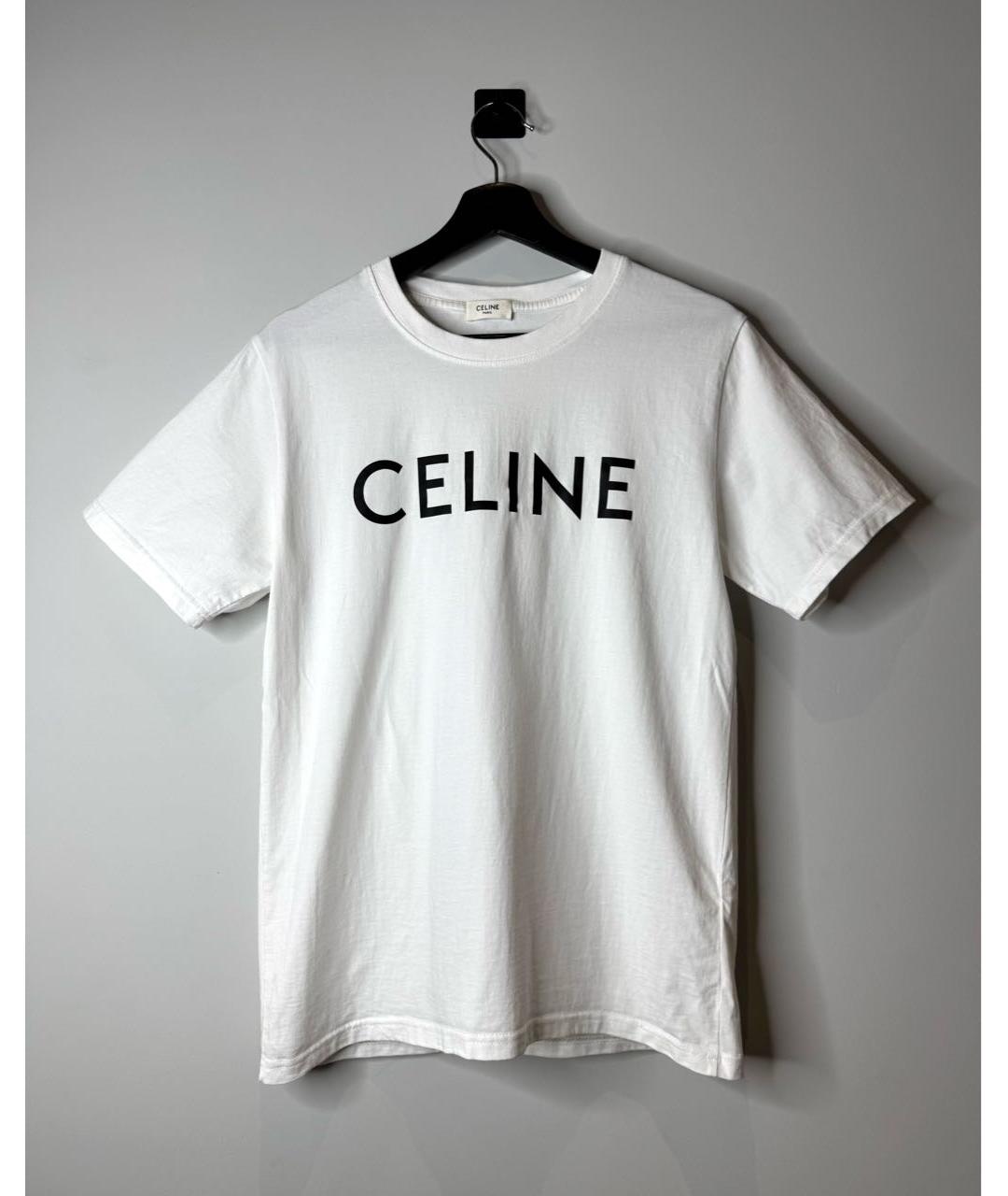 CELINE Белая хлопковая футболка, фото 2